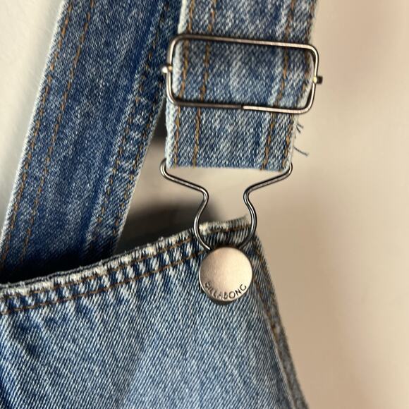 Billabong X Sincerely Jules Overalls Skirt Fade Away Denim Jumper Large - Picture 4 of 8